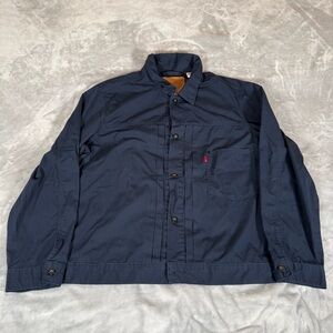 Levis Type I Jacket Mens XL Cropped Fit Buckle Back Lightweight Navy Blue